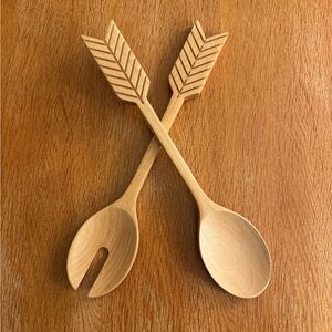 Wooden Arrow Design Salad Servers